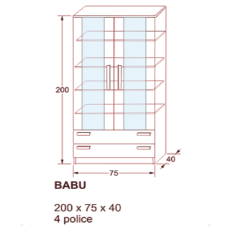 Šatní skříň BABU - sklo, schema